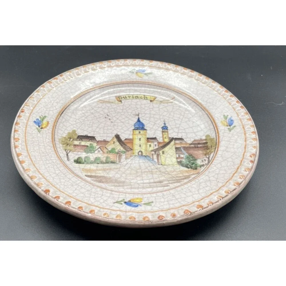 Vtg Durlach 1601 German Faience Plate Wall Hanger Hermann Vollmer 8.5